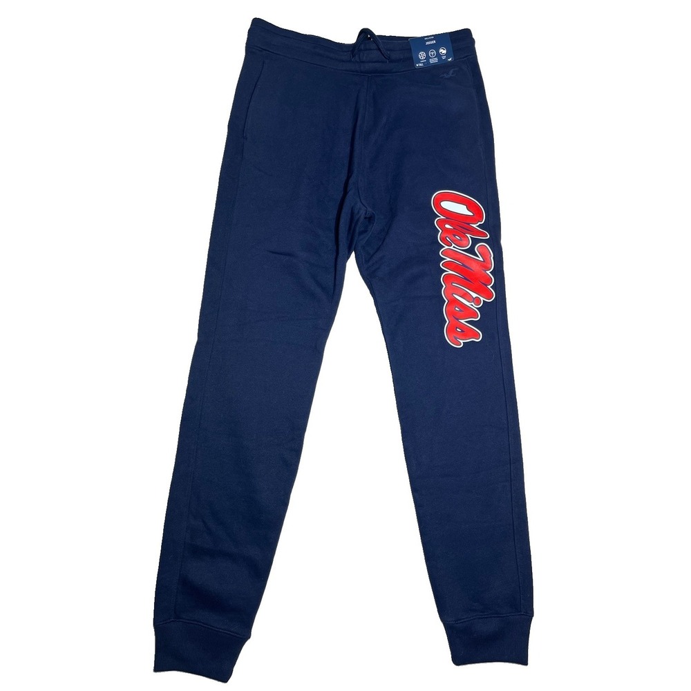 Hollister Ole Miss Men's Med Tall Stretch Super Soft Jogger Pants Navy Blue NWT